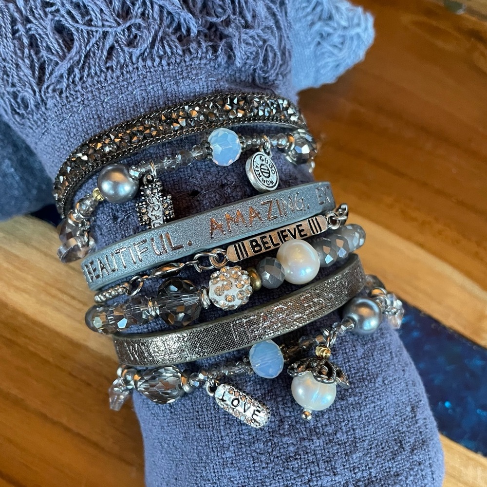 Good Work(s) 7 Strand Magnetic Bracelet - Leather and Beads